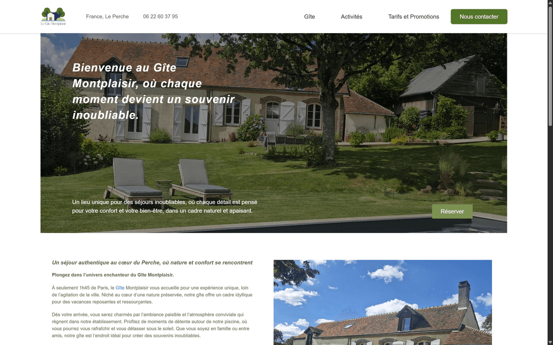 Gîte Mont-Plaisir (projet WordPress)